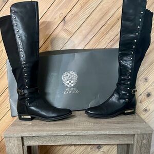 Vince Camuto, tall over the knee boots with gold accents.